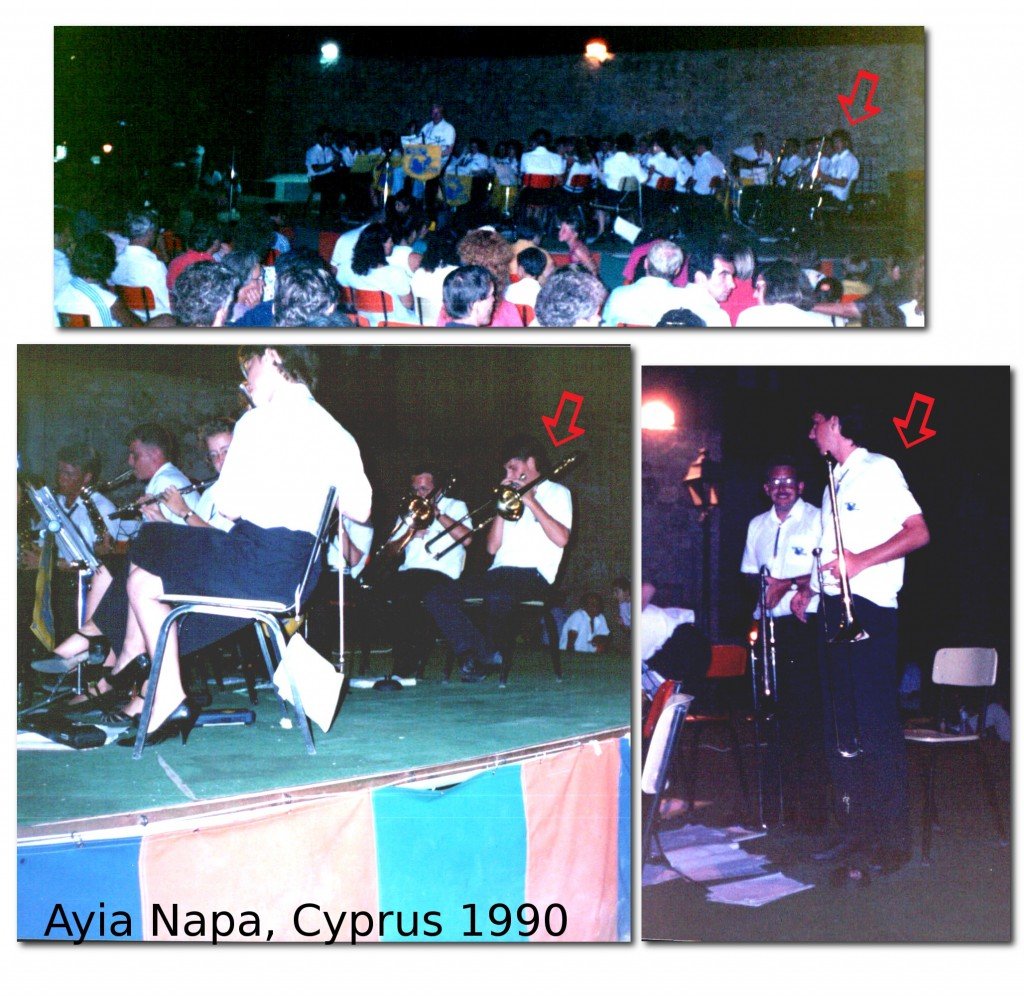 Playing in the Ashton on Mersey Showband in Ayia Napa 1990